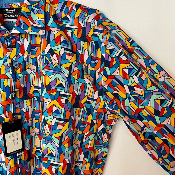 Mizumi Couture modern fit Colorful button down Shirt NWT - Picture 9 of 15